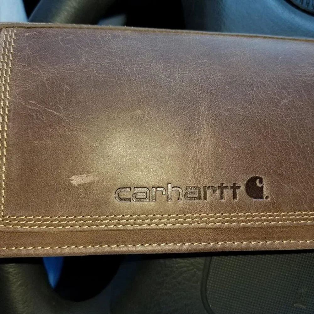 Carhartt Men's Rugged Leather Triple Stitch Wallet Available in Multiple Colors